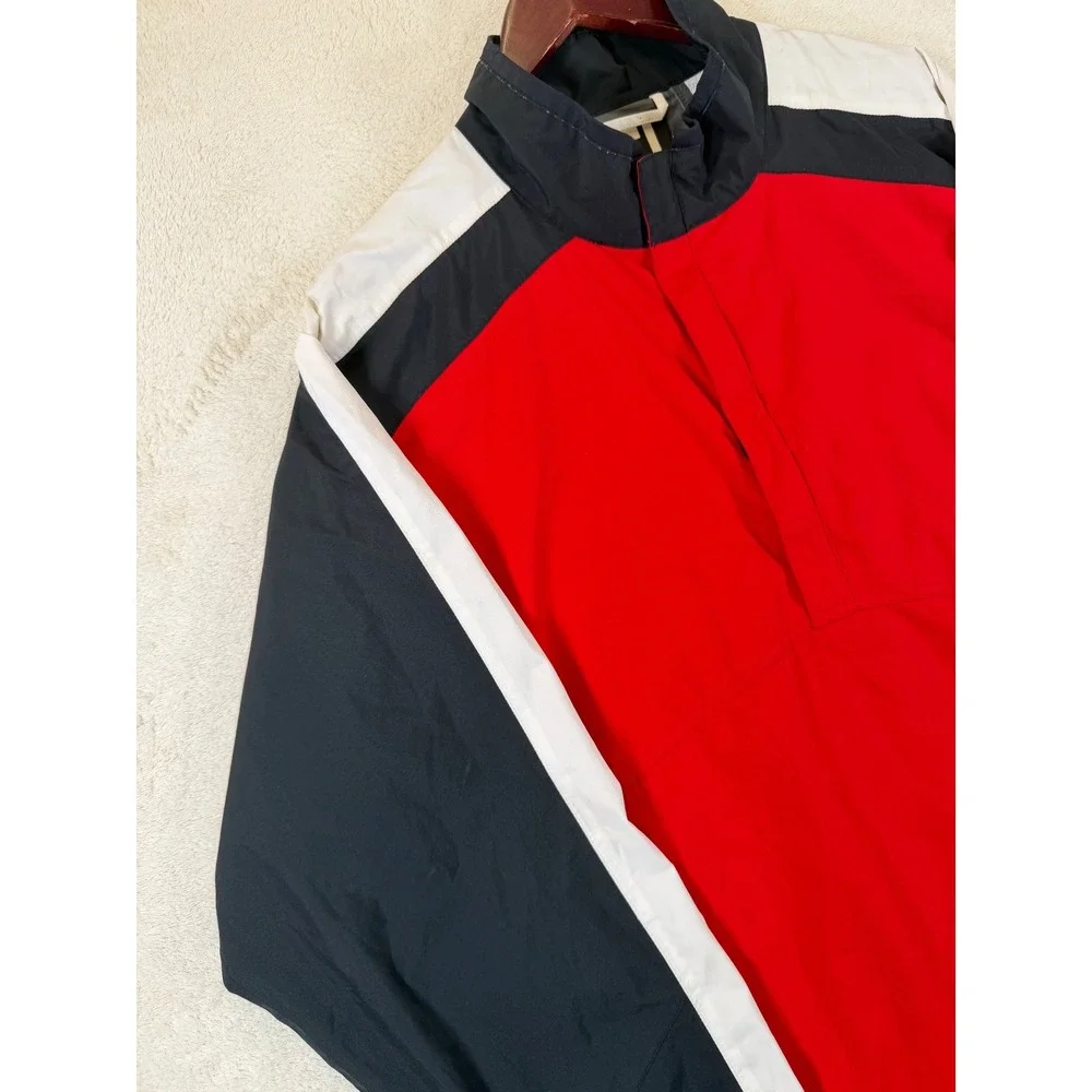 FootJoy DryJoys Mens XL Golf Windbreaker Jacket Red Black White 1/4 Zip Pullover